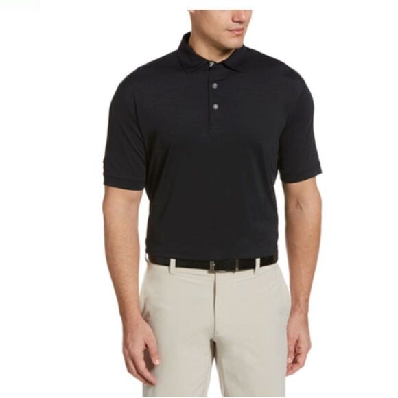 Callaway UPF50 Men's Tonal Polo Shirt in Black Size XL | Polyester/Spandex - Picture 2 of 6